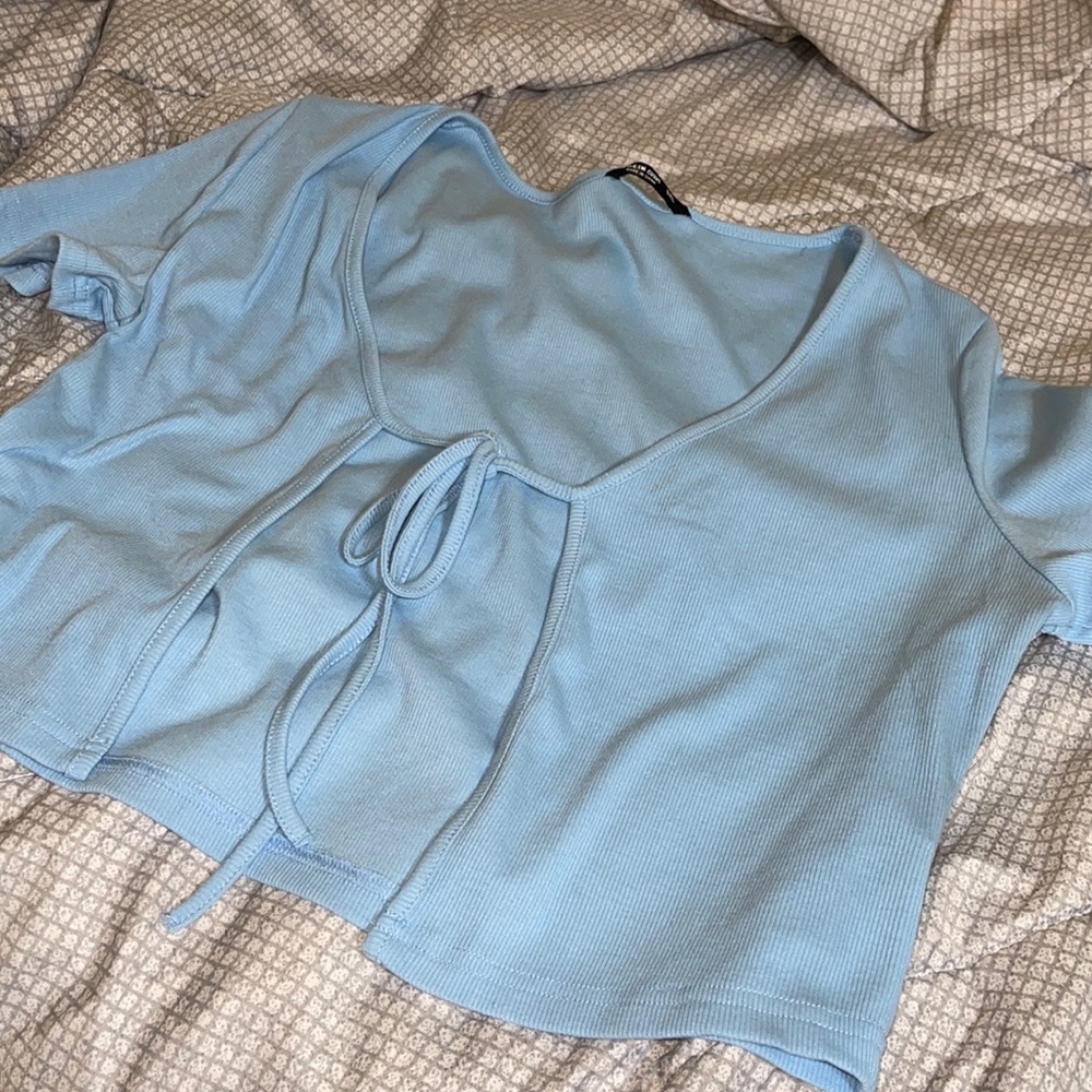 SHEIN Light blue tie top